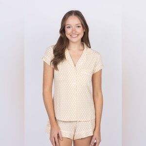 Eberjey Gisele Printed Tencel Short PJs Set in Retro Geo Oat - S